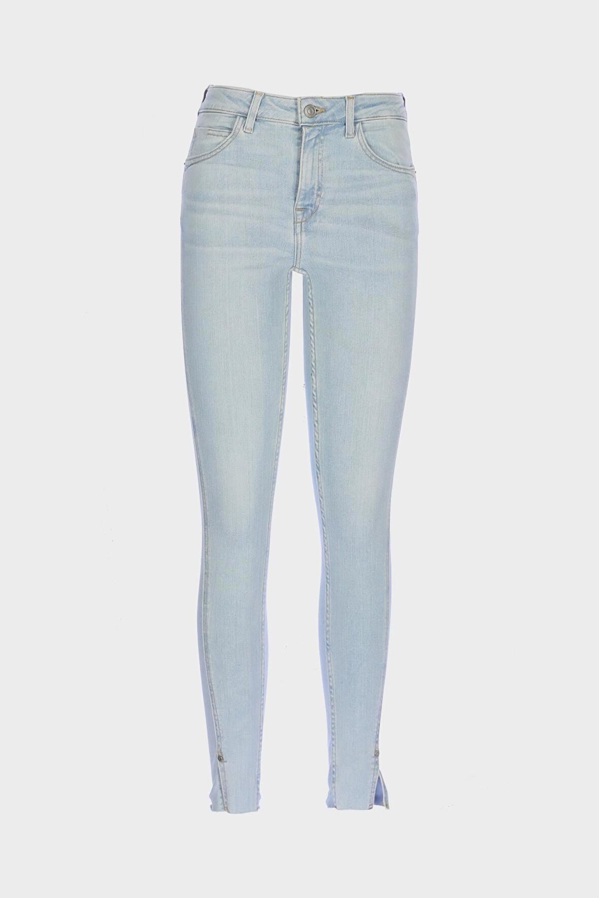 Judy Açık Mavi Yüksek Bel Patı Fermuarlı Paçası Yırtmaçlı Skinny Jean Pantolon C 4521-191