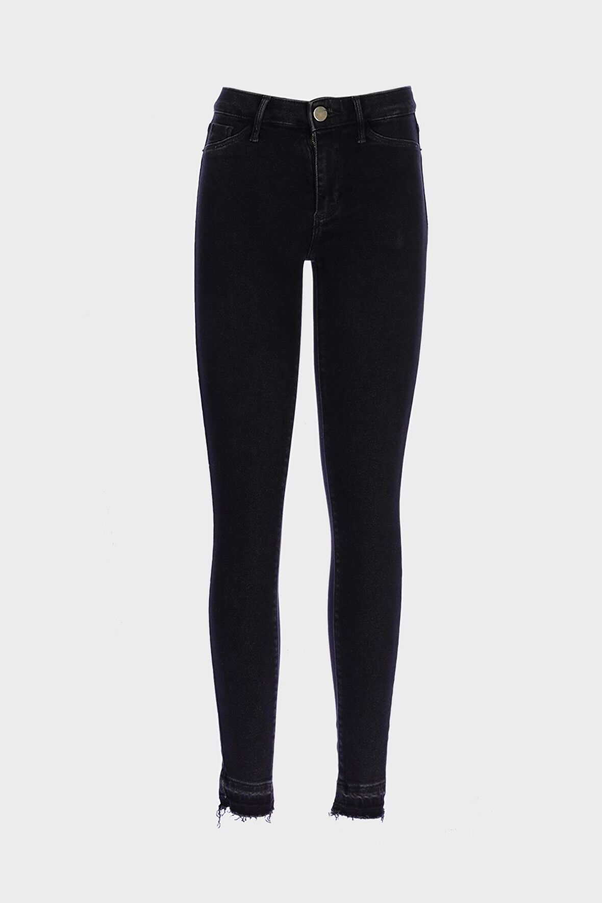 Judy Siyah Yüksek Bel Paçası Kesikli Patı Fermuarlı Jean Pantolon C 4521-250