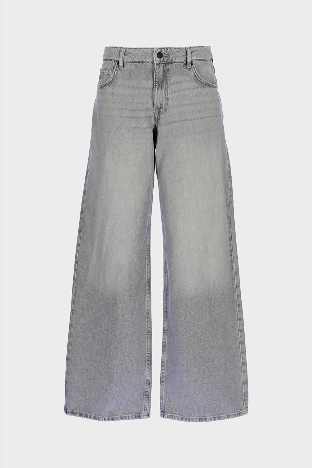 Weslie Gri Normal Bel Wideleg Patı Fermuarlı Jean Pantolon C 4530-209