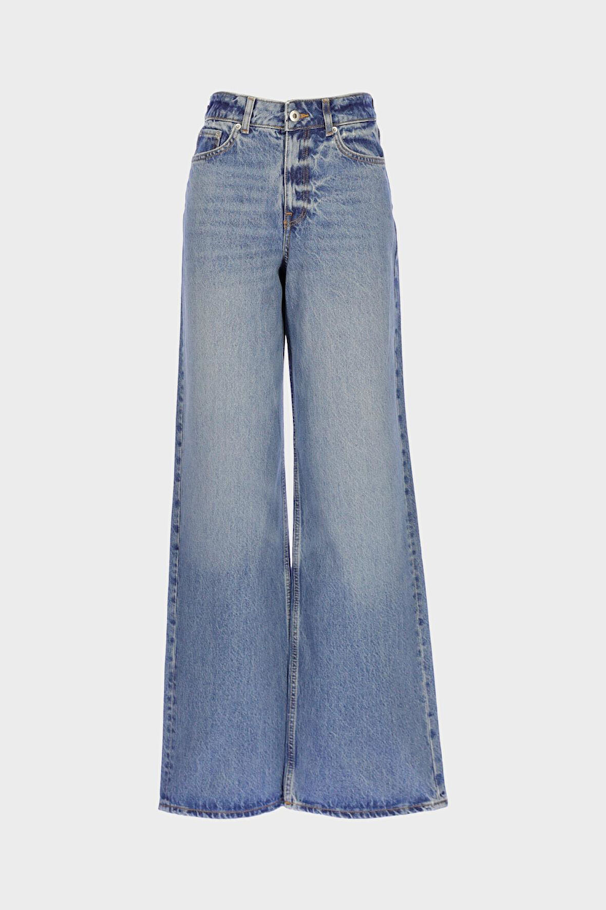 Weslie Açık Mavi Yüksek Bel Patı Fermuarlı Wideleg Jean Pantolon C 4530-218