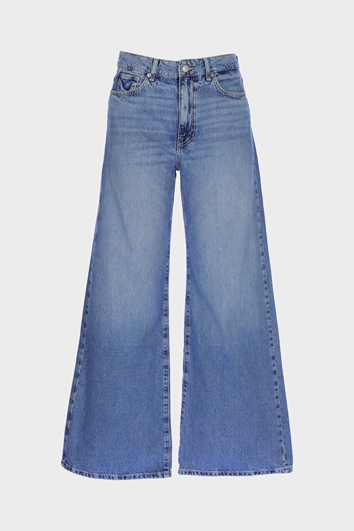 Weslie Açık Mavi Yüksek Bel Patı Fermuarlı Wideleg Jean Pantolon C 4530-212