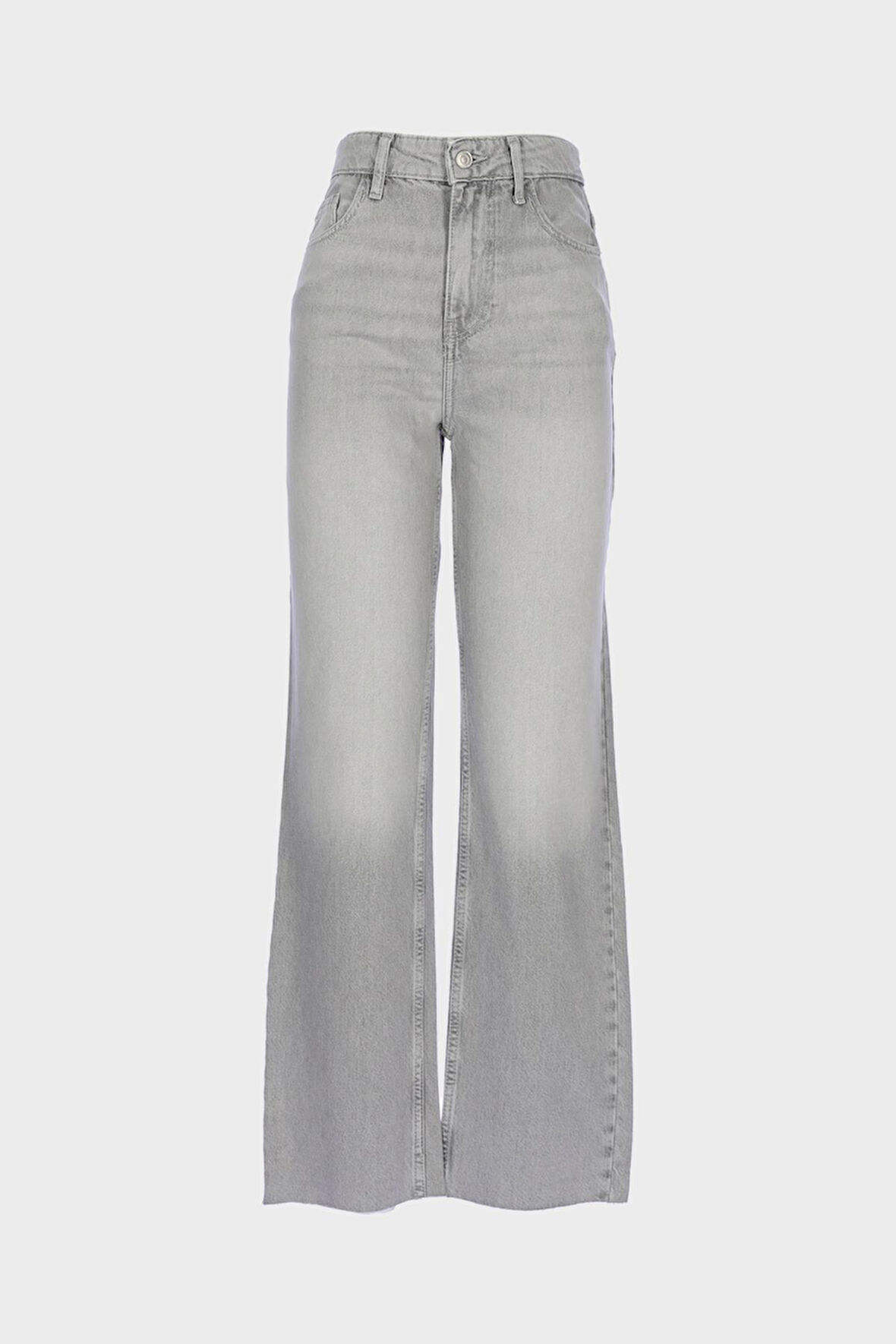 Eliza Gri Yüksek Bel Patı Fermuarlı Jean Pantolon C 4518-117