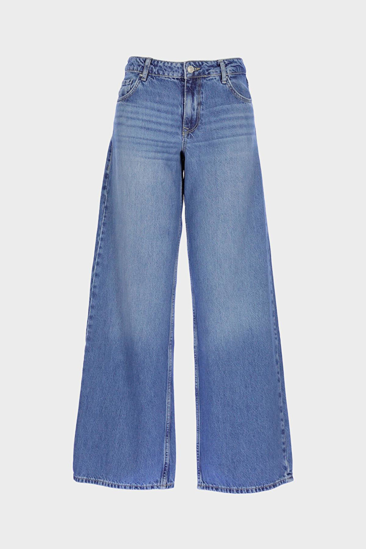 Weslie Açık Mavi Yüksek Bel Patı Fermuarlı Wideleg Jean Pantolon C 4530-109