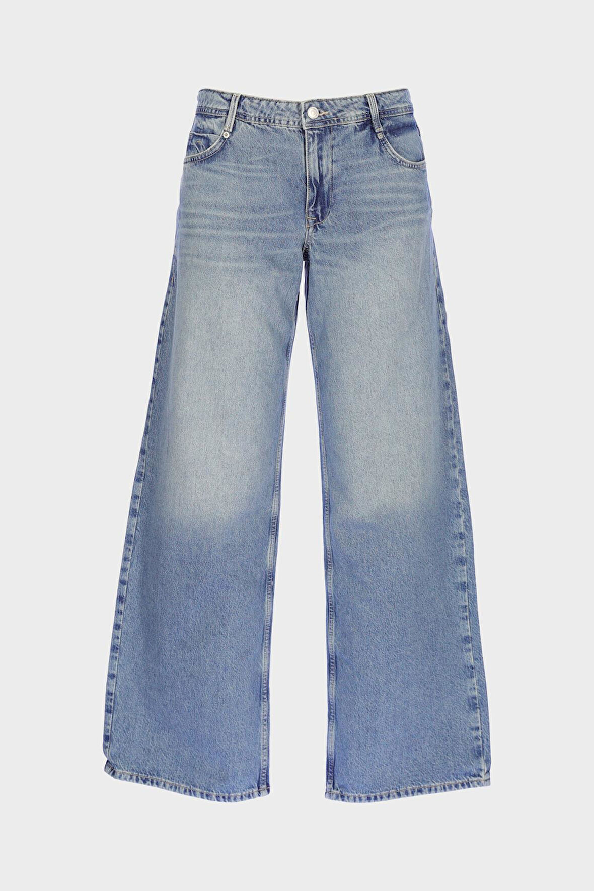 Weslie Açık Mavi Normal Bel Patı Fermuarlı Wideleg Jean Pantolon C 4530-110