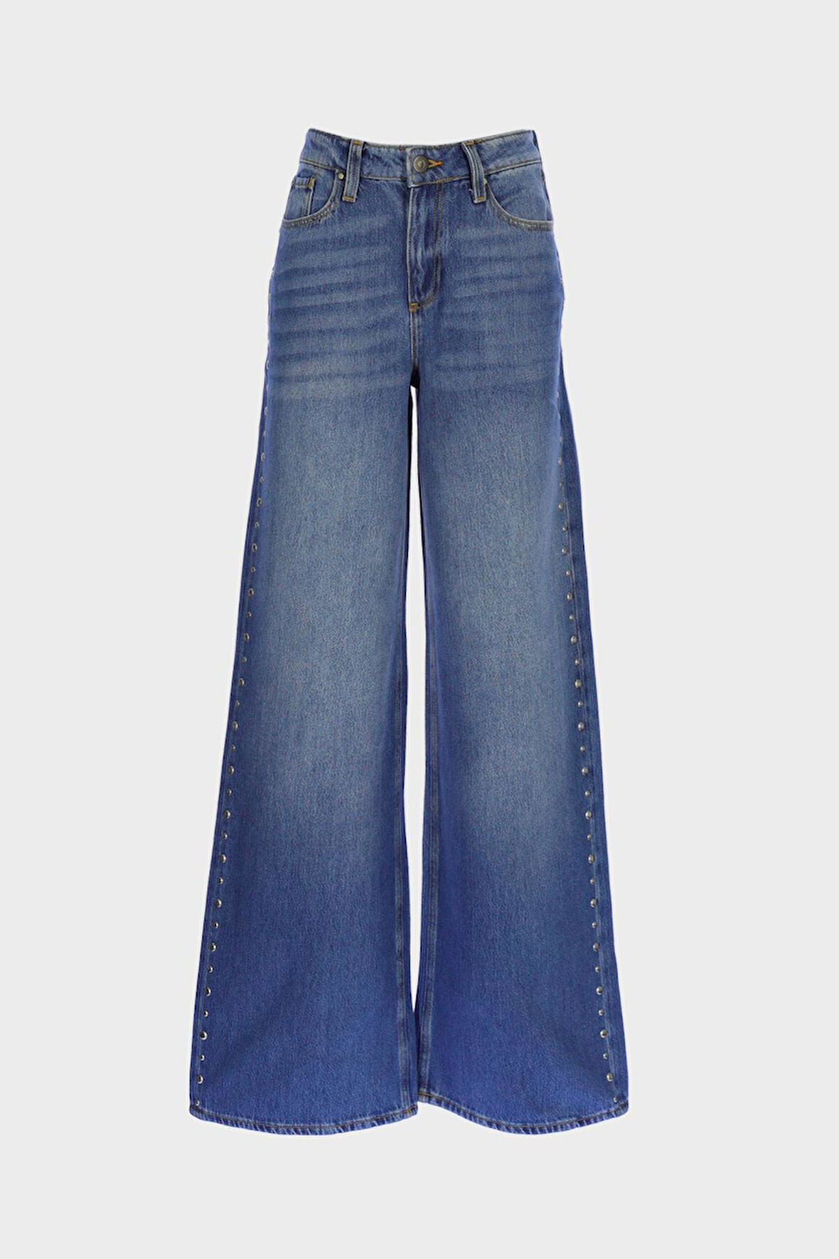 Weslie Açık Mavi Yüksek Bel Fermuarlı Taş Detaylı Jean Pantolon C 4530-223