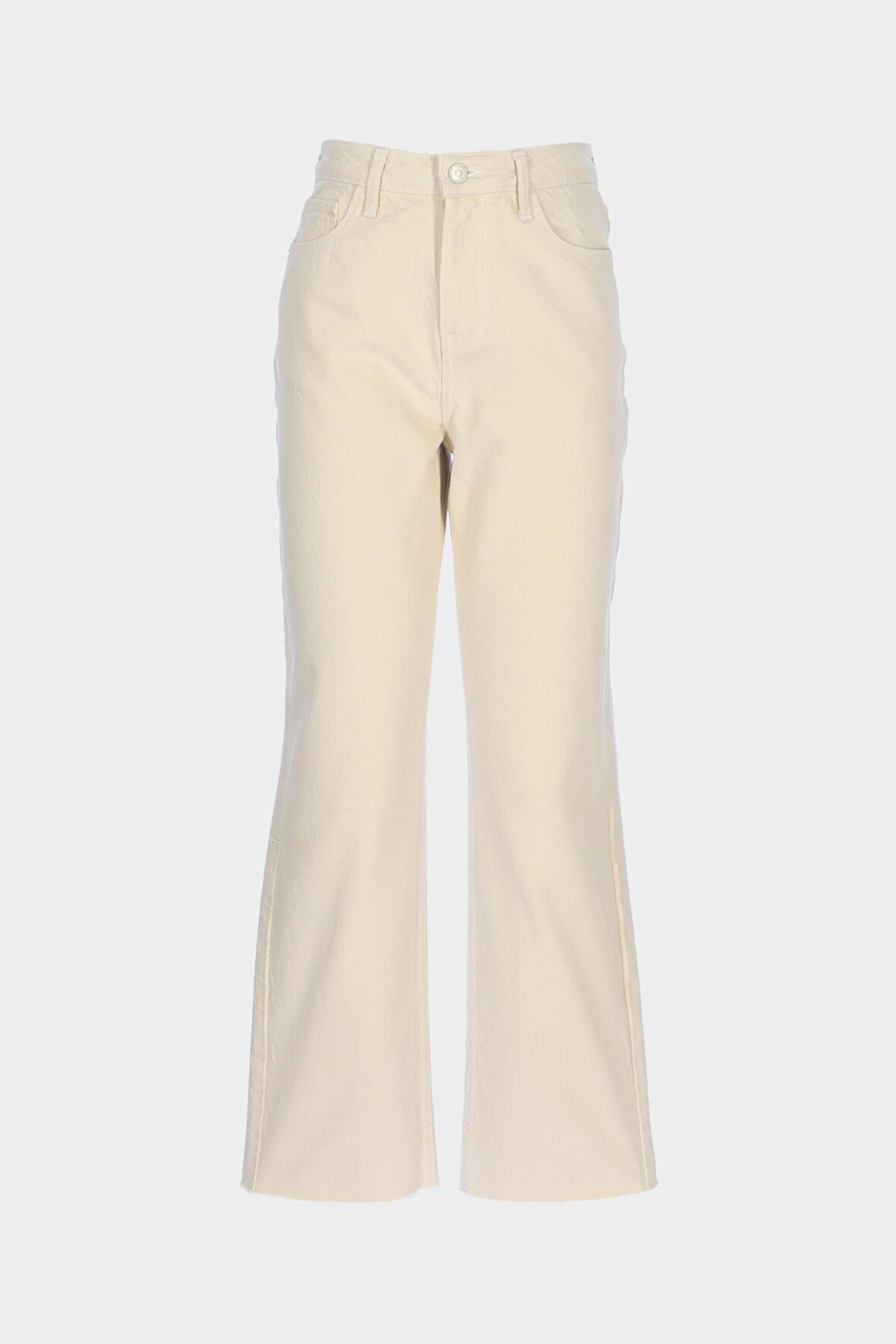 Ekru Yüksek Bel Slim Fit Patı Fermuarlı Jean Pantolon C 5529-005