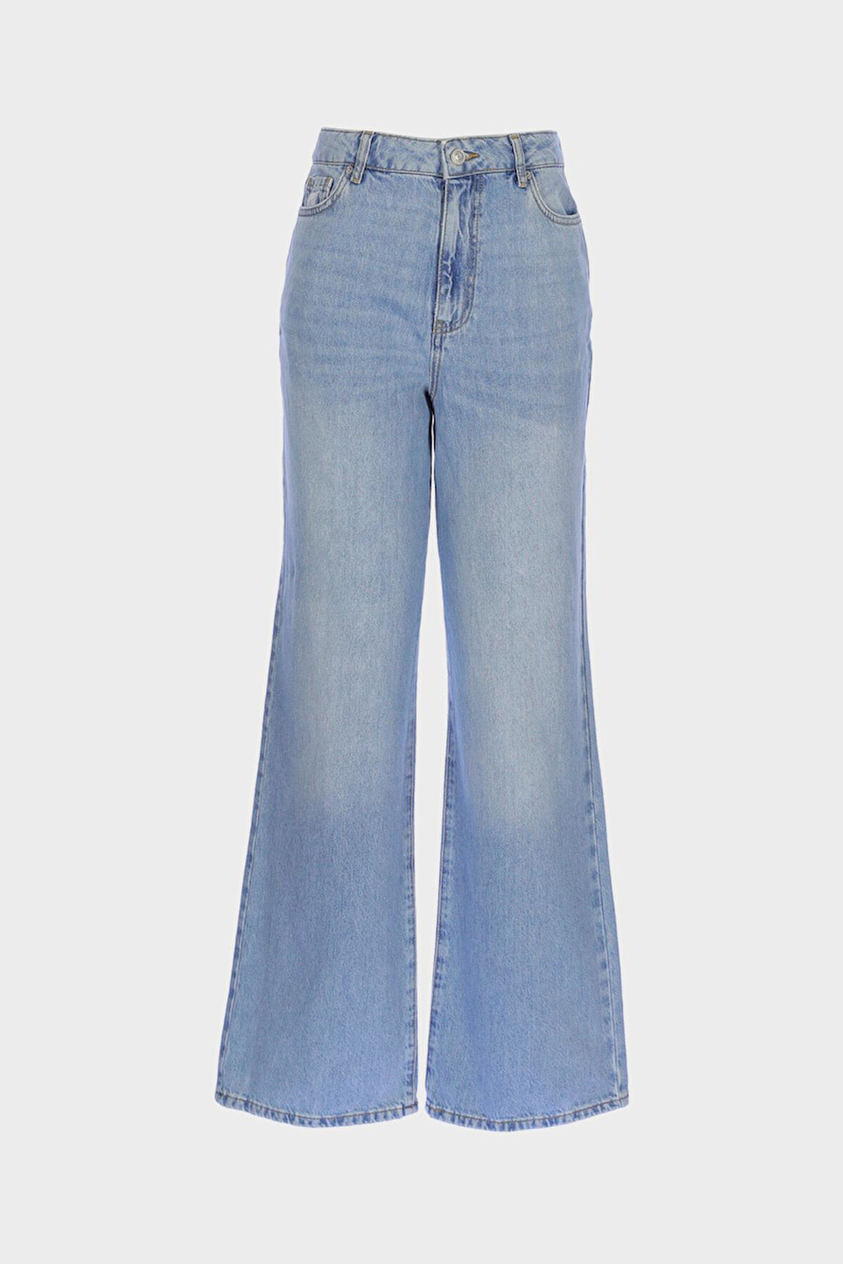 Weslie Açık Mavi Yüksek Bel Patı Fermuarlı Wideleg Jean Pantolon C 4530-227