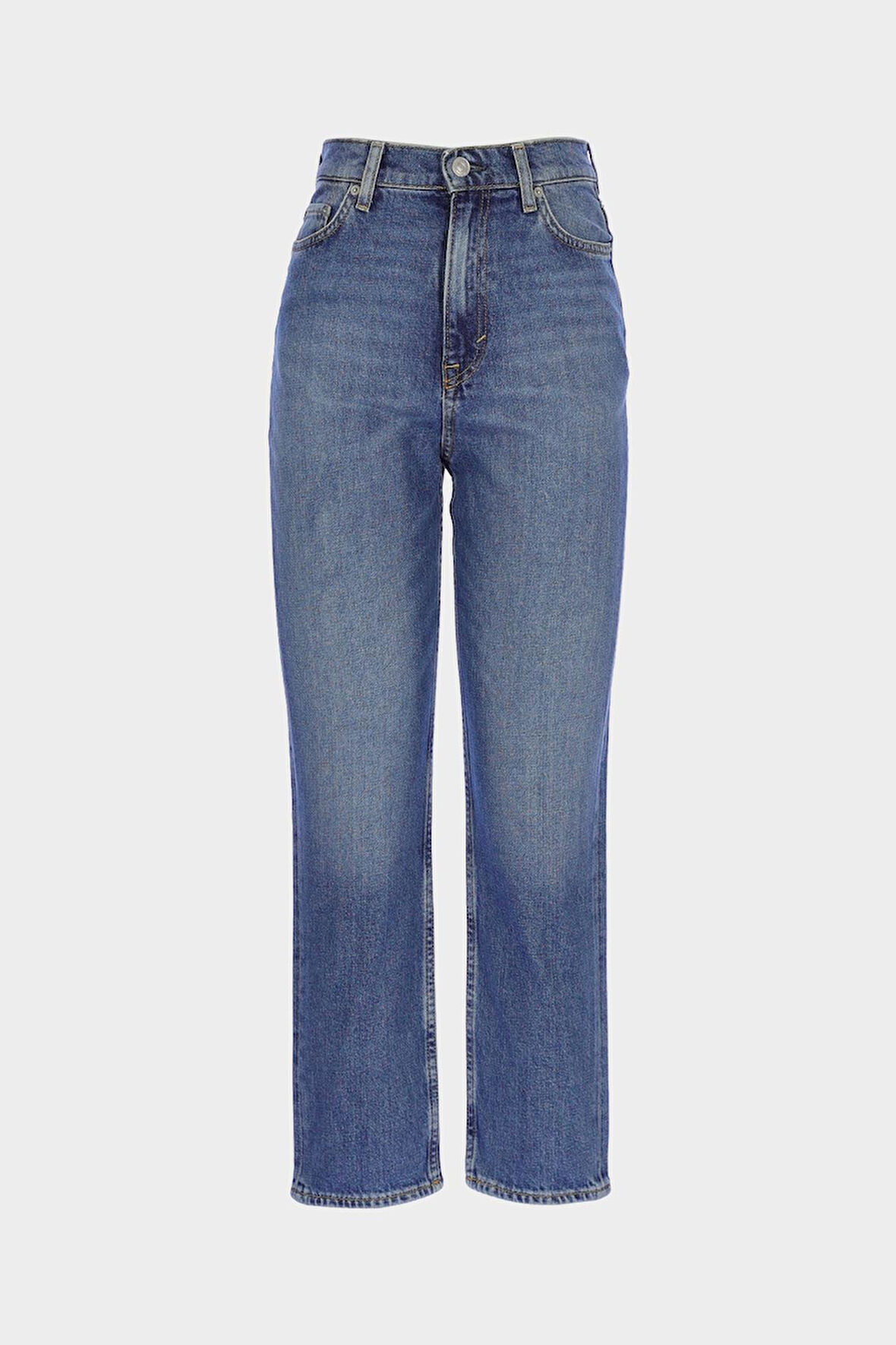 Sydney Yüksek Bel Orta Mavi Patı Fermuarlı Slim Fit Jean Pantolon C 4529-092