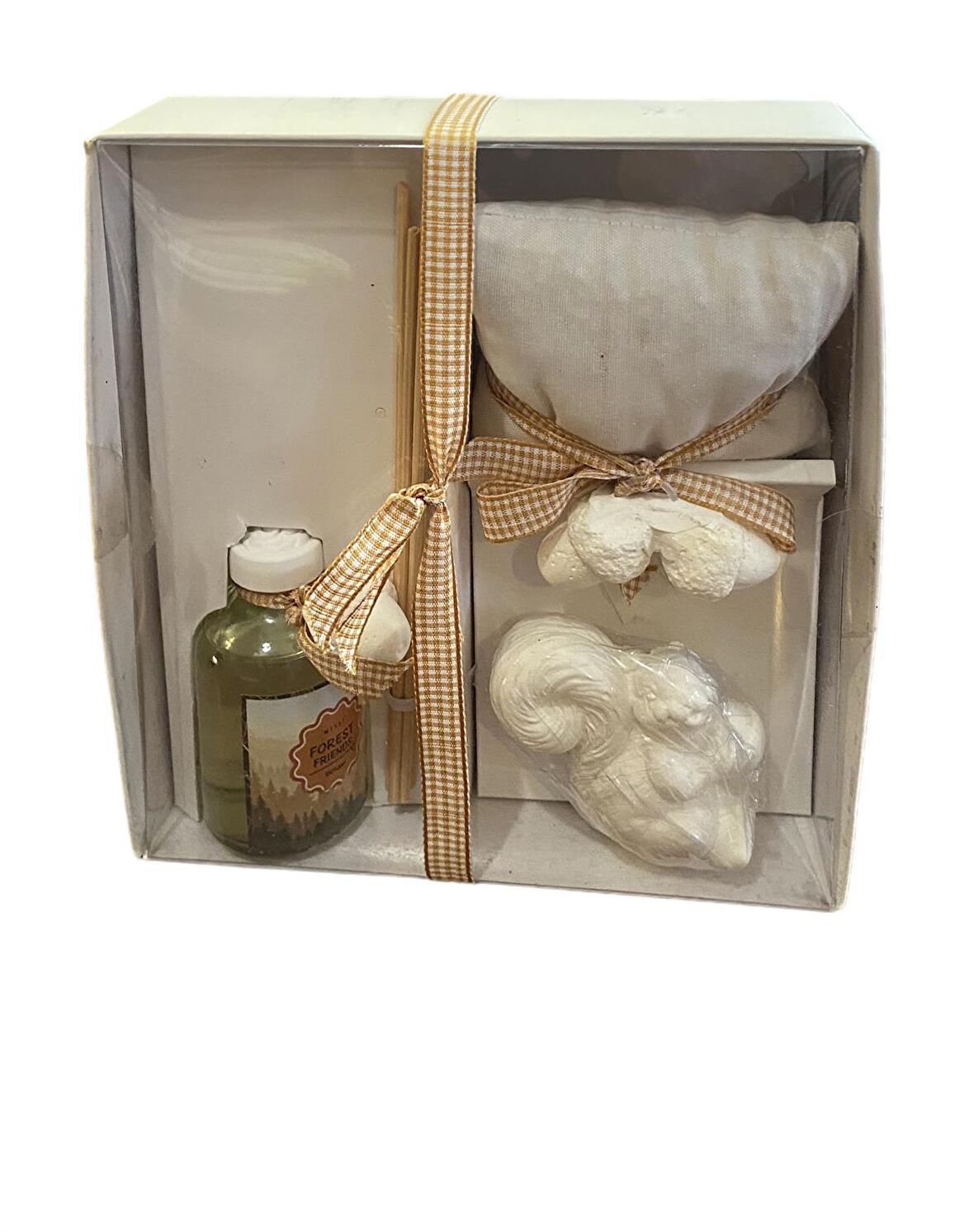 Neptün Miss Scents Floral Class Orman Seti Sincap Figürlü Kese Taş Ekru