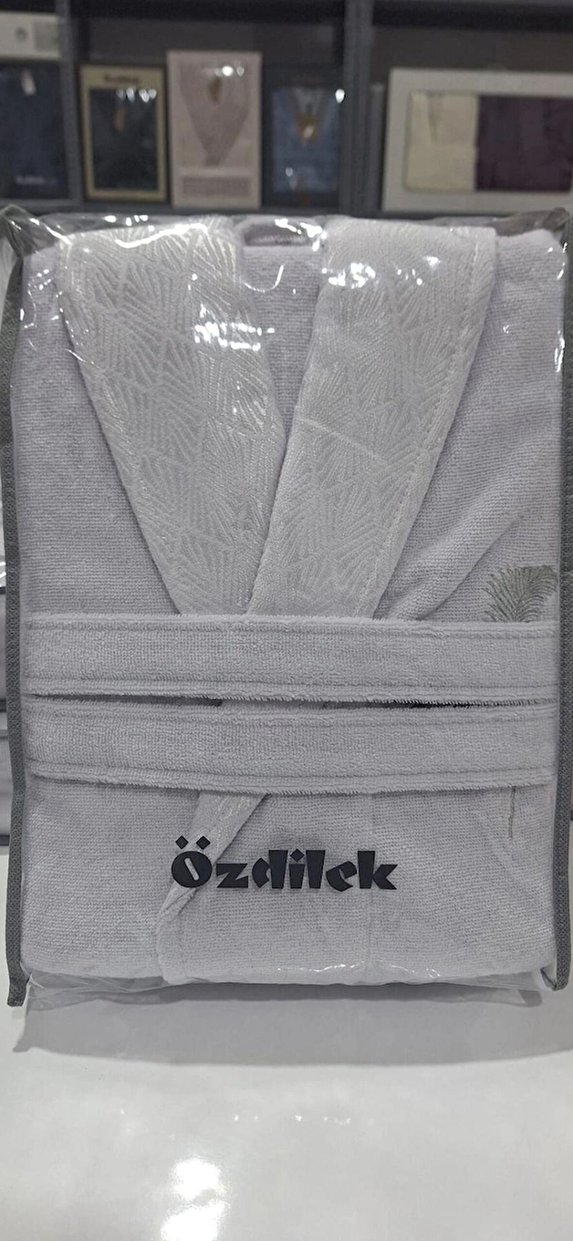 Özdilek Seri Sonu Pvc Çantalı Tekli Bornoz %100 Pamuk M Beden Gümüş