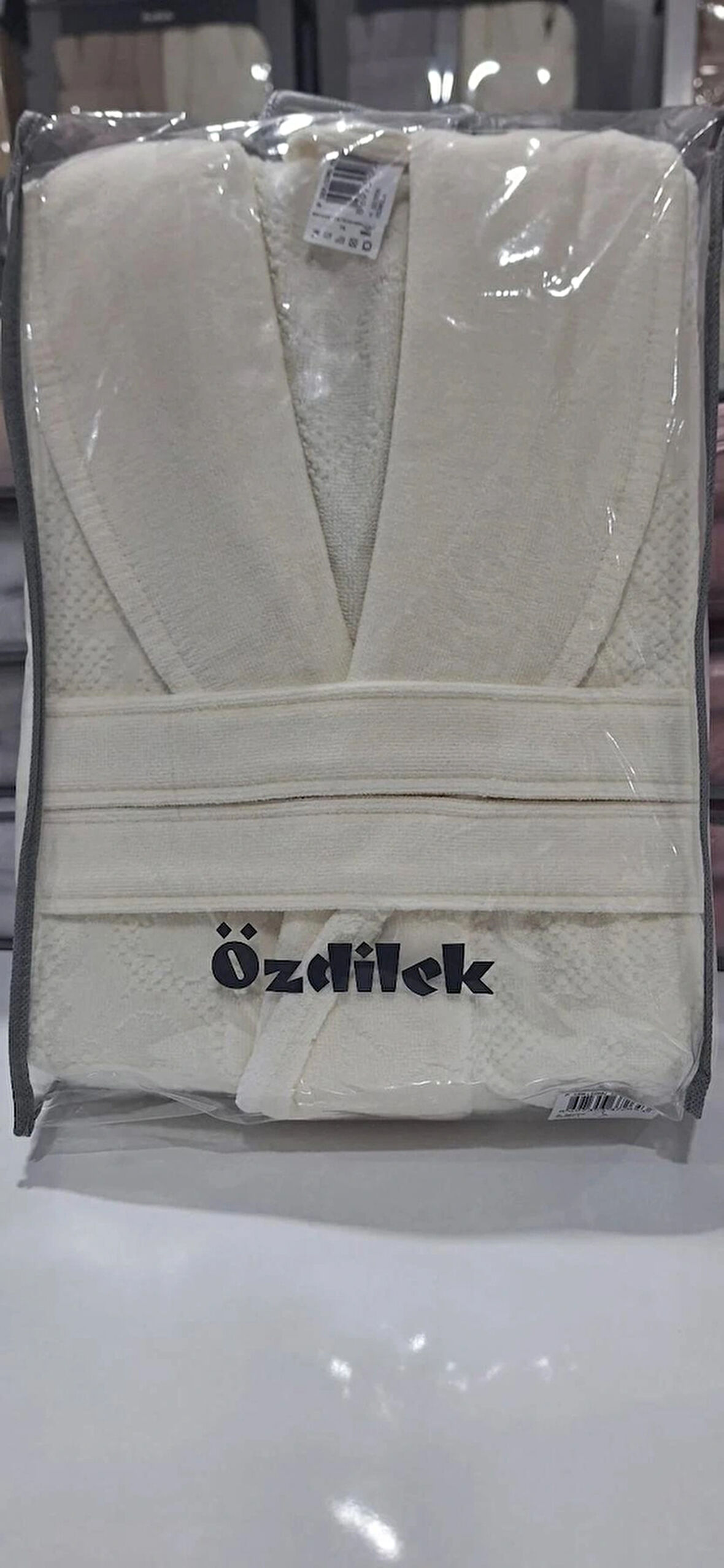 Özdilek Seri Sonu Pvc Çantalı Tekli Bornoz %100 Pamuk M Beden Krem