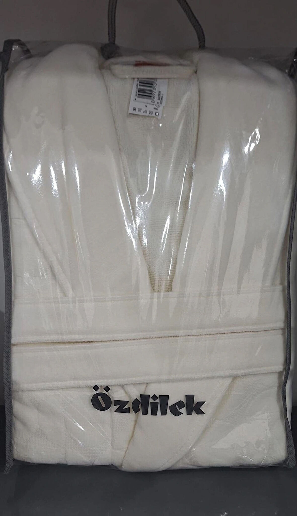 Özdilek Seri Sonu Pvc Çantalı Tekli Bornoz %100 Pamuk M Beden Krem Daire Detaylı