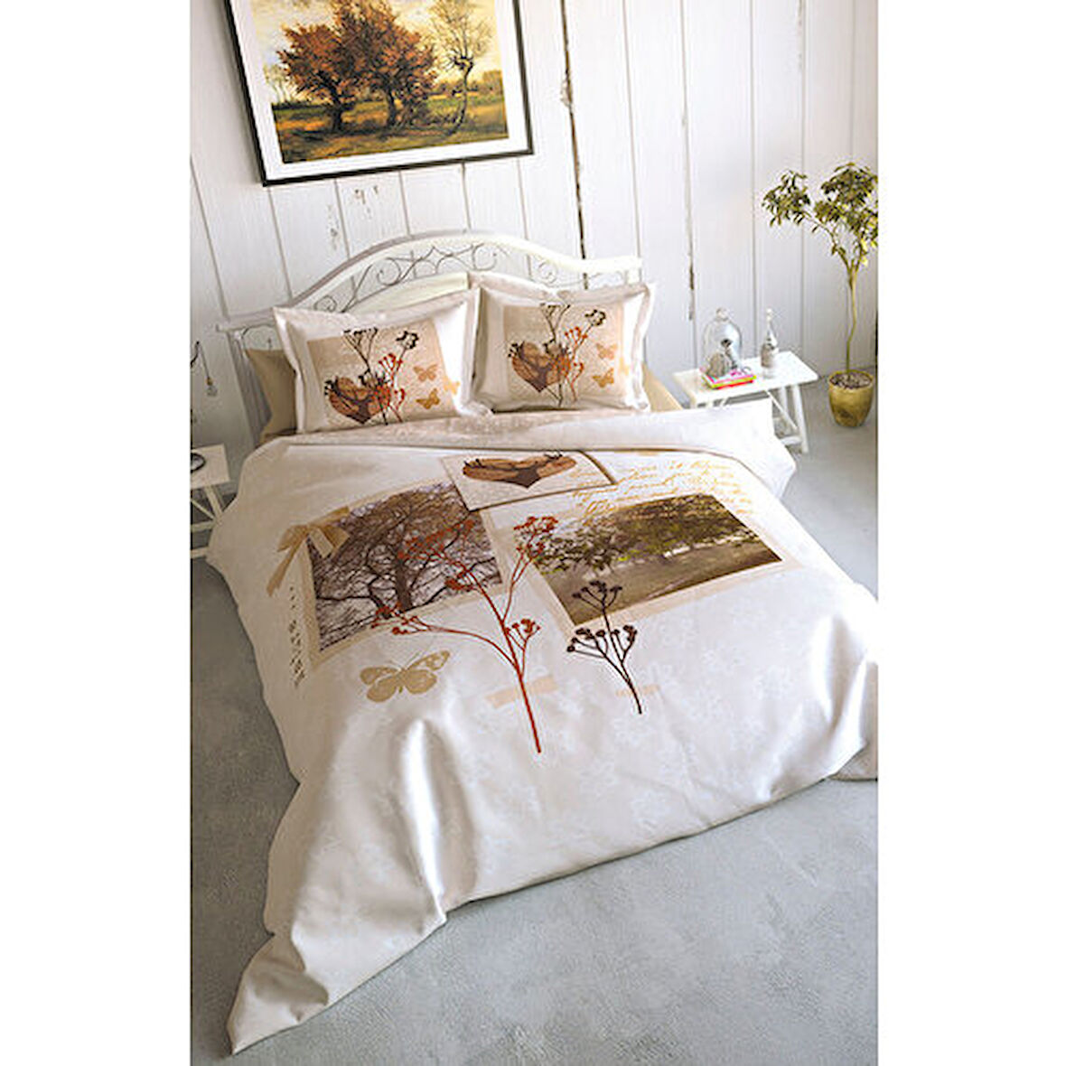 Özdilek Art 3D Çift Kişilik Nevresim Takımı Bej Love Winter