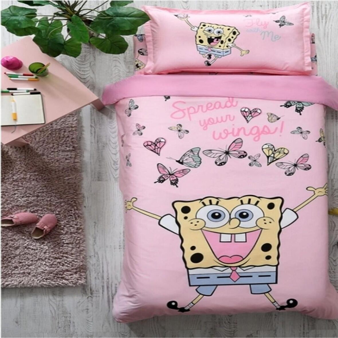 Özdilek Sponge Bob Butterfly Çizgi Kahraman Ranforce Çocuk Nevresim Takımı