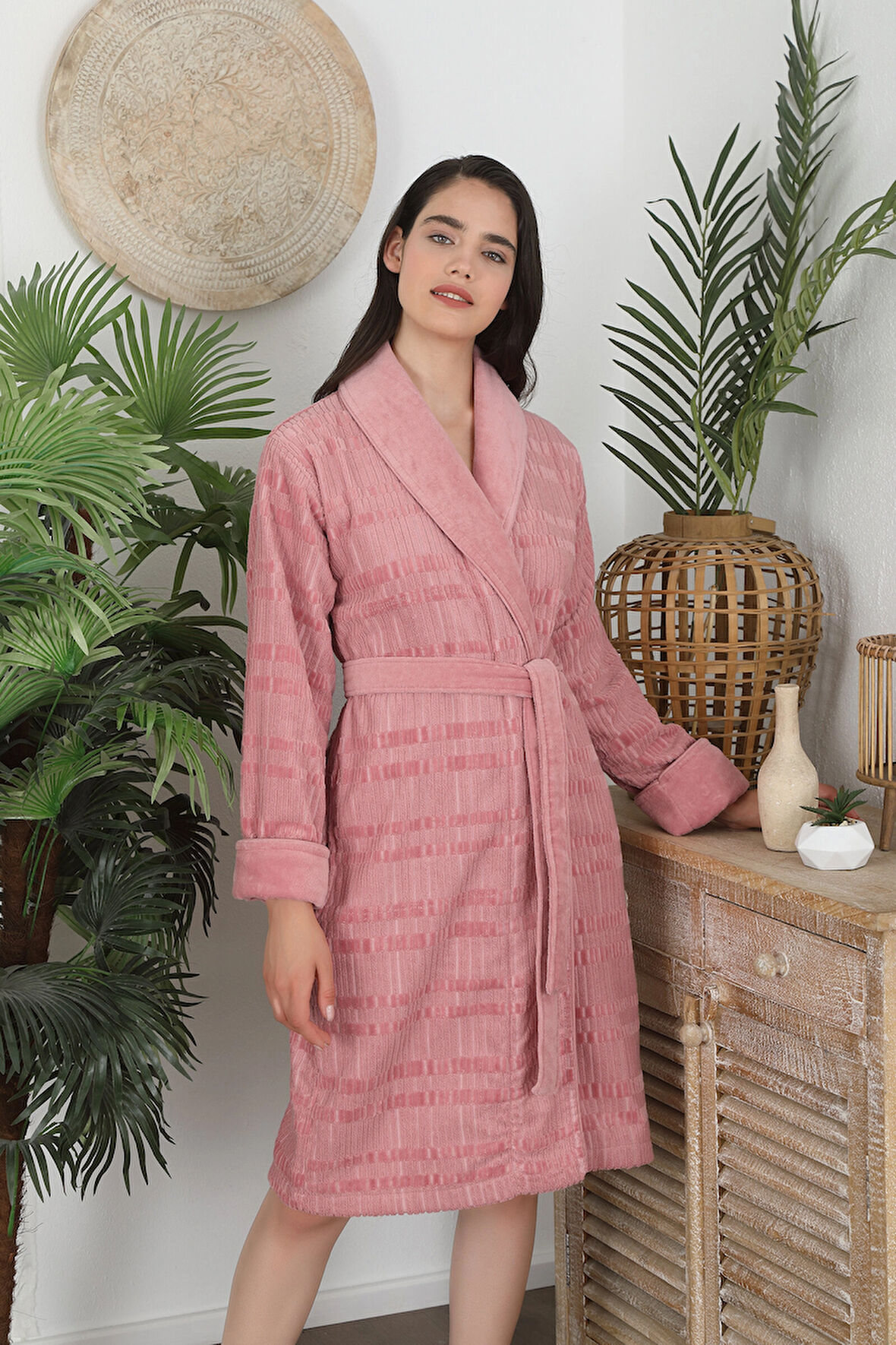 Sadem Organik Spruce Şal Yaka Bornoz