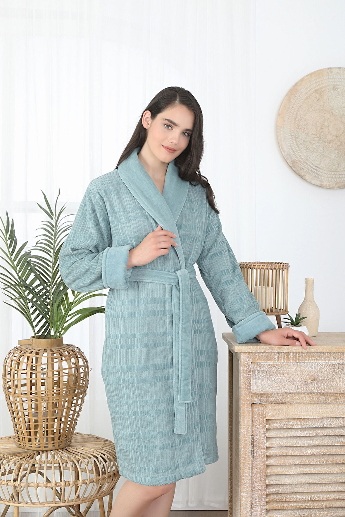 Sadem Organik Spruce Şal Yaka Bornoz