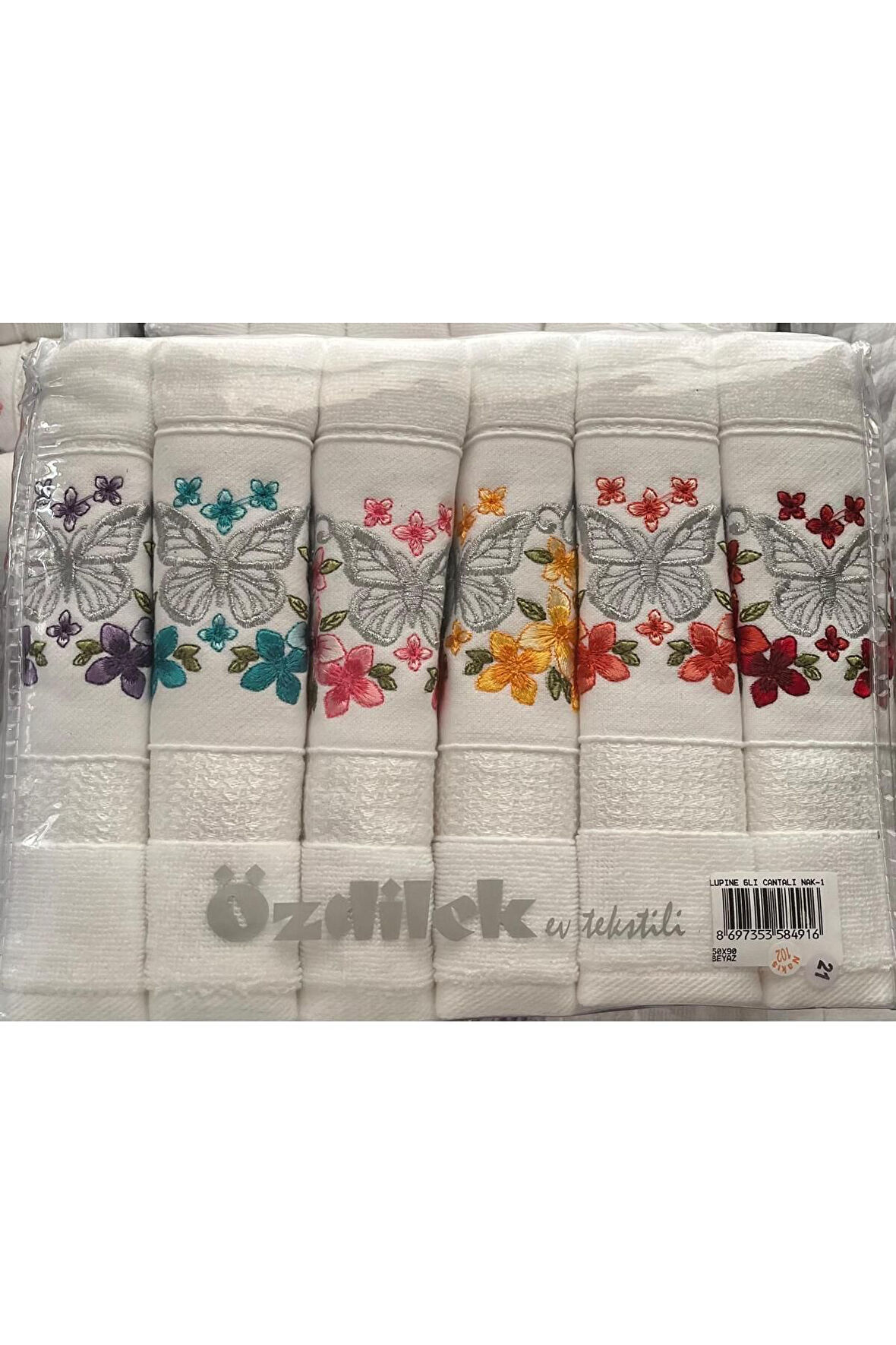 Özdilek Lupine 6'lı Çantalı Nakışlı Havlu Seti Model 3