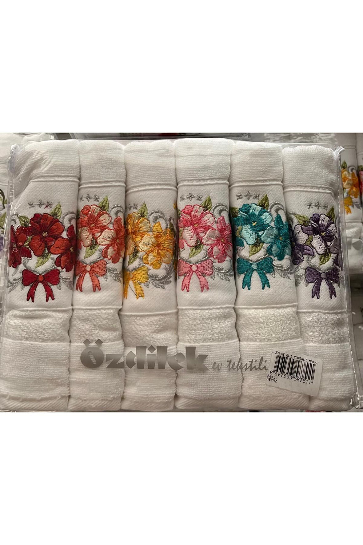 Özdilek Lupine 6'lı Çantalı Nakışlı Havlu Seti Model 7