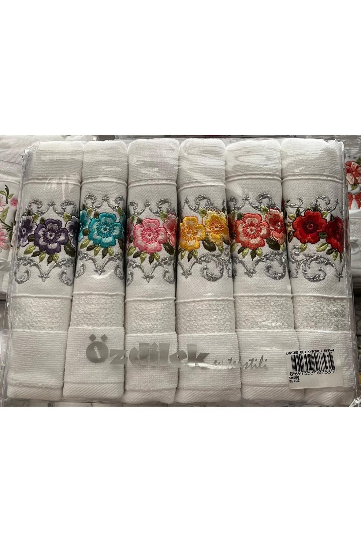 Özdilek Lupine 6'lı Çantalı Nakışlı Havlu Seti Model 8