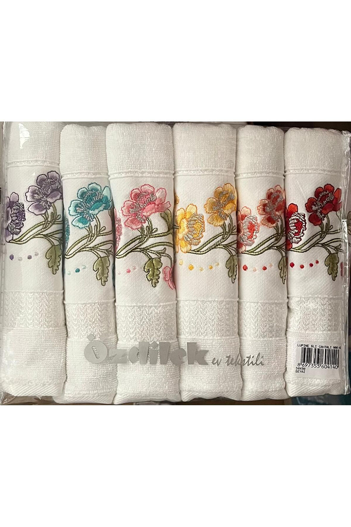 Özdilek Lupine 6'lı Çantalı Nakışlı Havlu model4