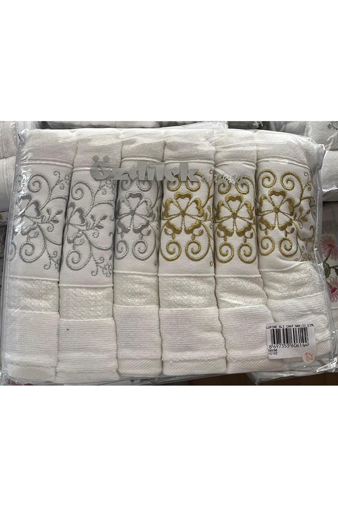 Özdilek Lupine 6'lı Çantalı Nakışlı Havlu Seti
