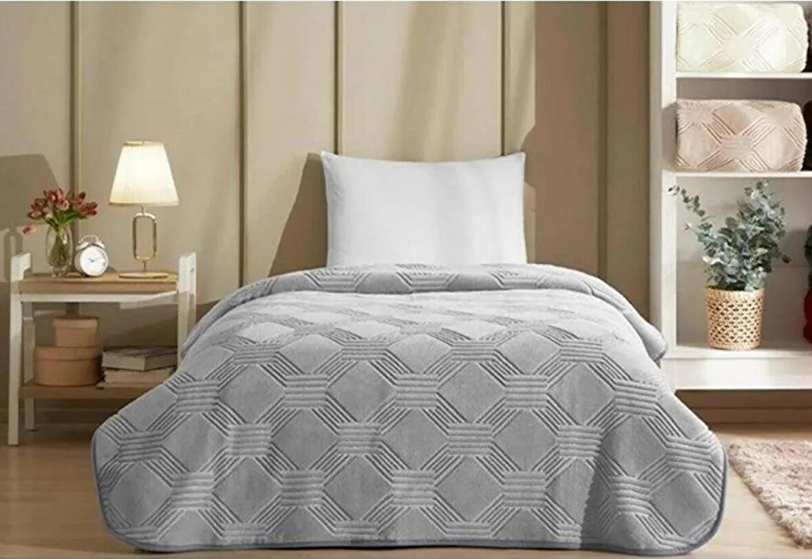 Özdilek Tek Kişilik Trendy Art Deco Battaniye Koyu Gri