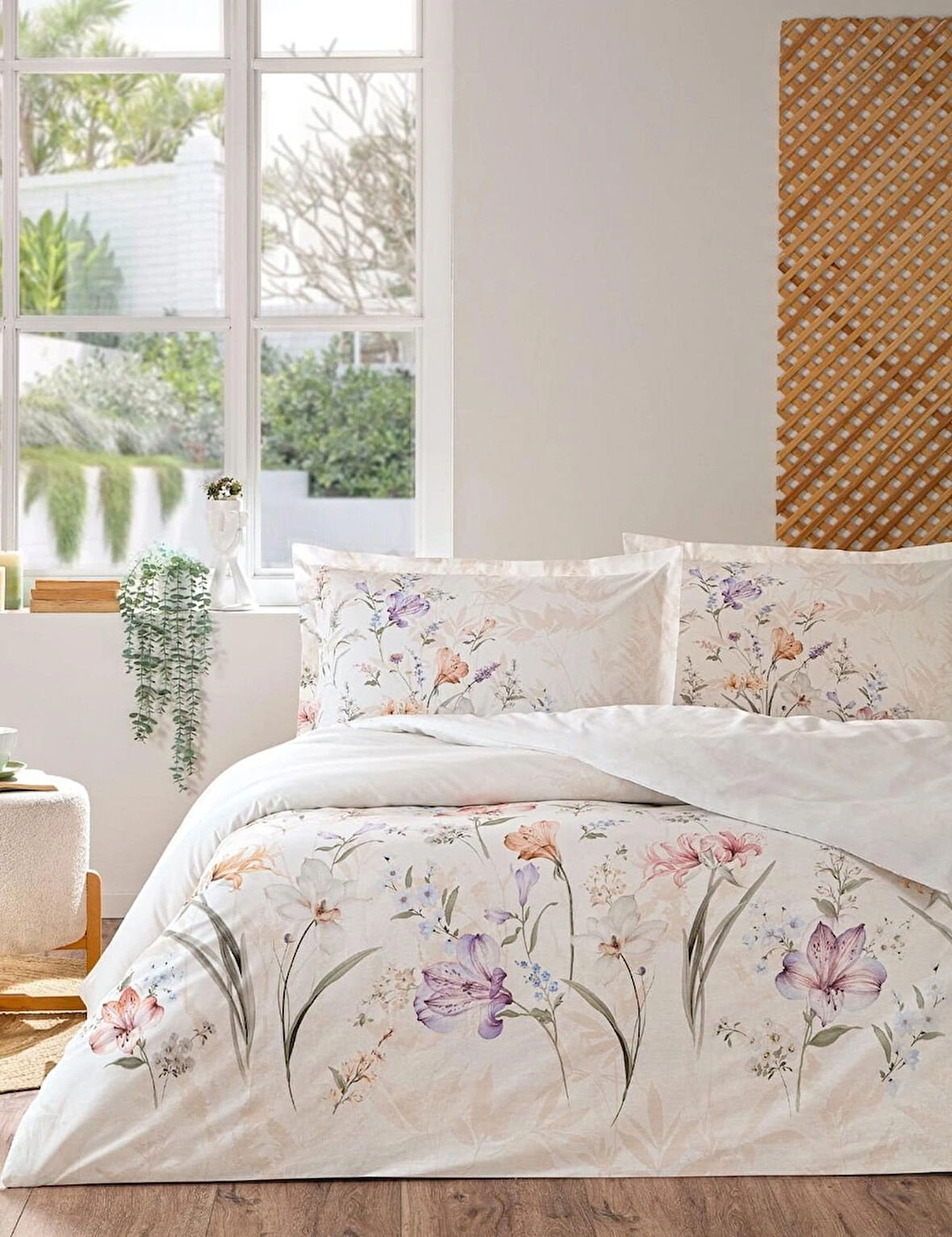 ÖZDİLEK ÇİFT KİŞİLİK NEVRESİM TAKIMI WHITE LILY