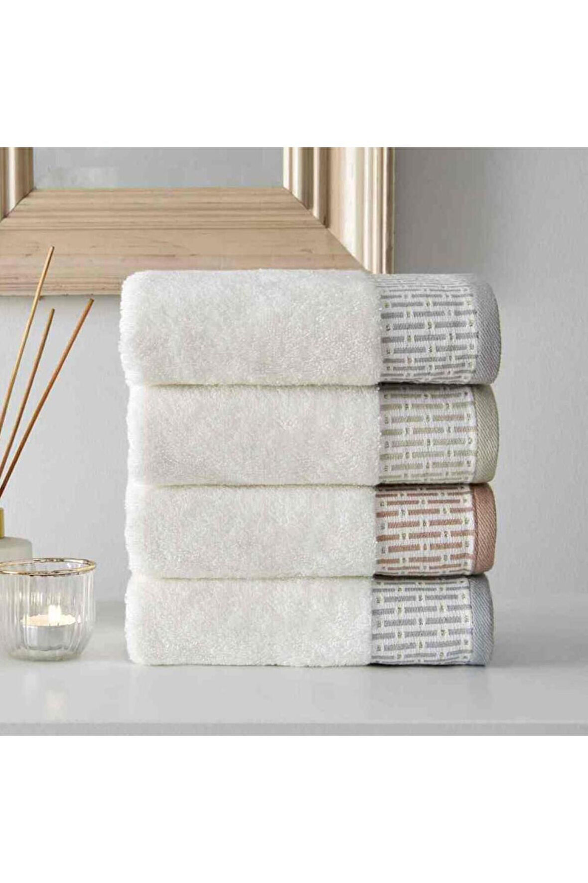 Özdilek Plaid Moderna/Krem 4 lü Kutulu Havlu 50X90