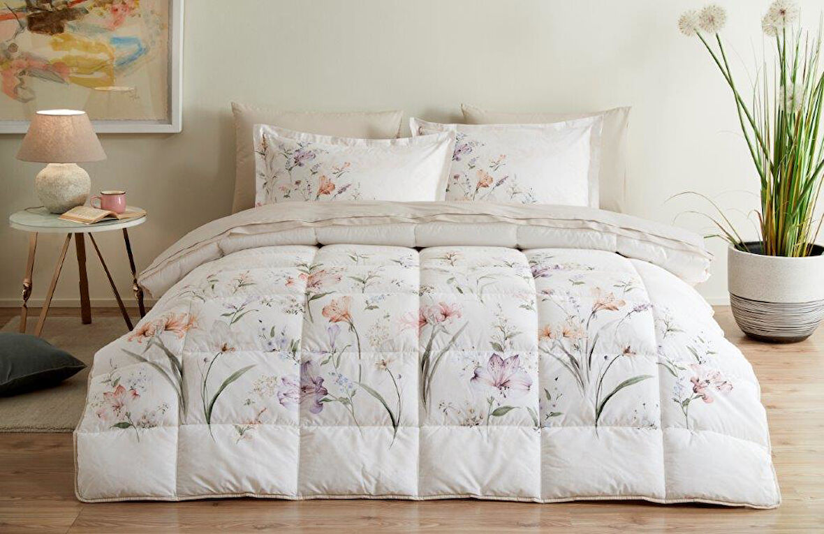 ÖZDİLEK UYKU SETİ RANFORCE TEK KİŞİLİK LİLA WHITE LILY (B)