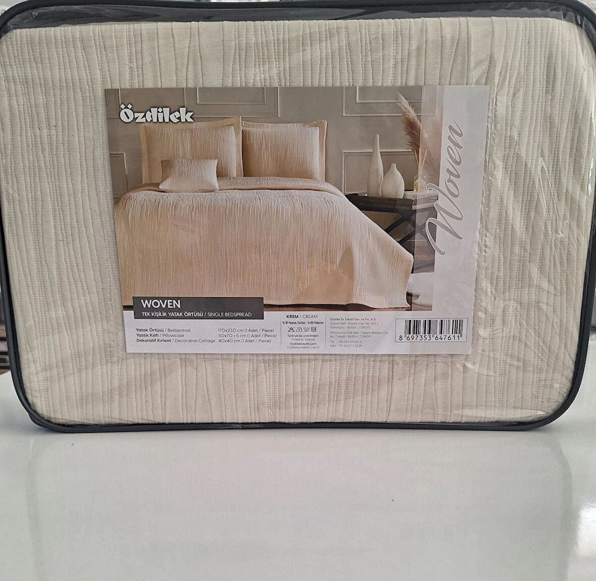 ÖZDİLEK TEK KİŞİLİK YATAK ÖRTÜSÜ TAKIMI WOVEN KREM