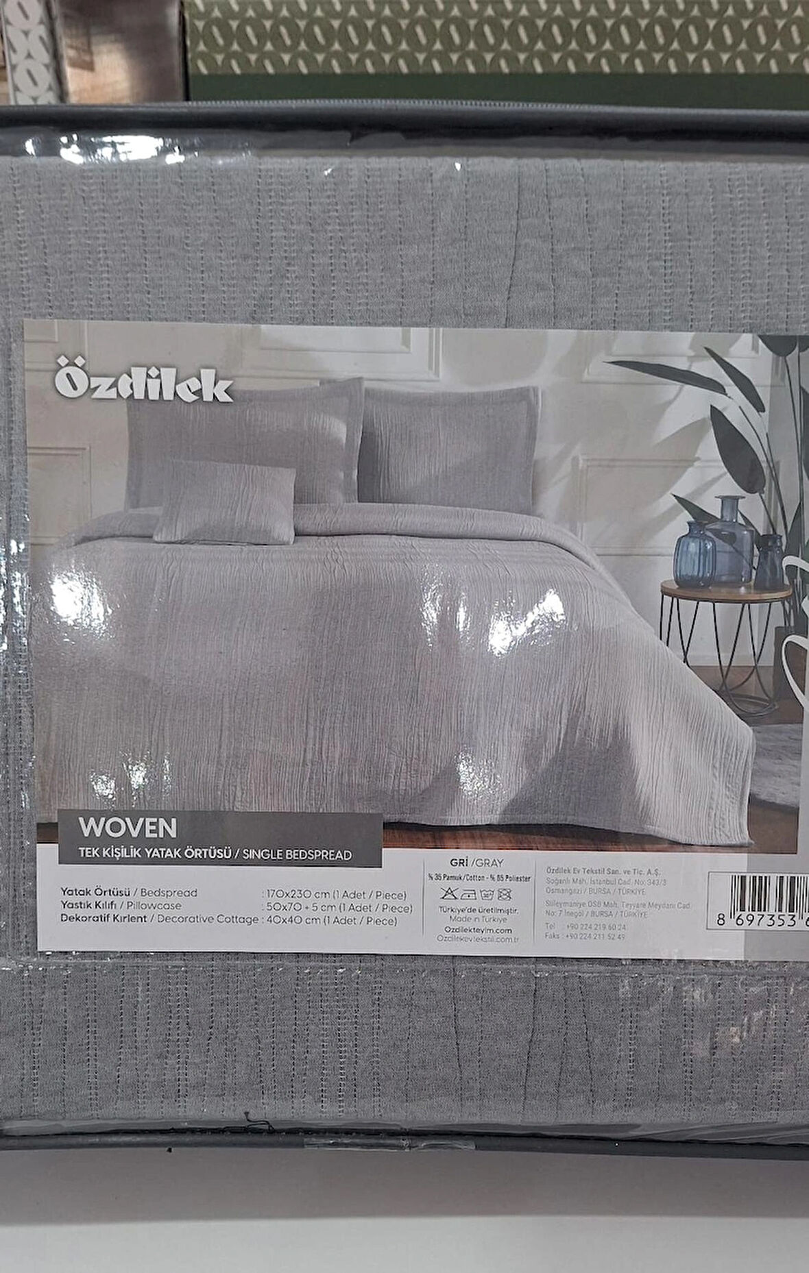 ÖZDİLEK TEK KİŞİLİK YATAK ÖRTÜSÜ TAKIMI WOVEN GRİ 