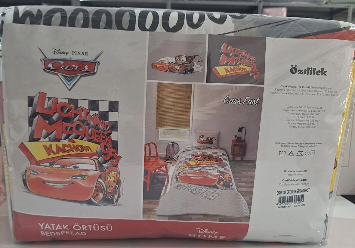  Özdilek Lisanslı Disney Çocuk Yatak Örtüsü Takımı Tek Kişilik Cars Fast Gri