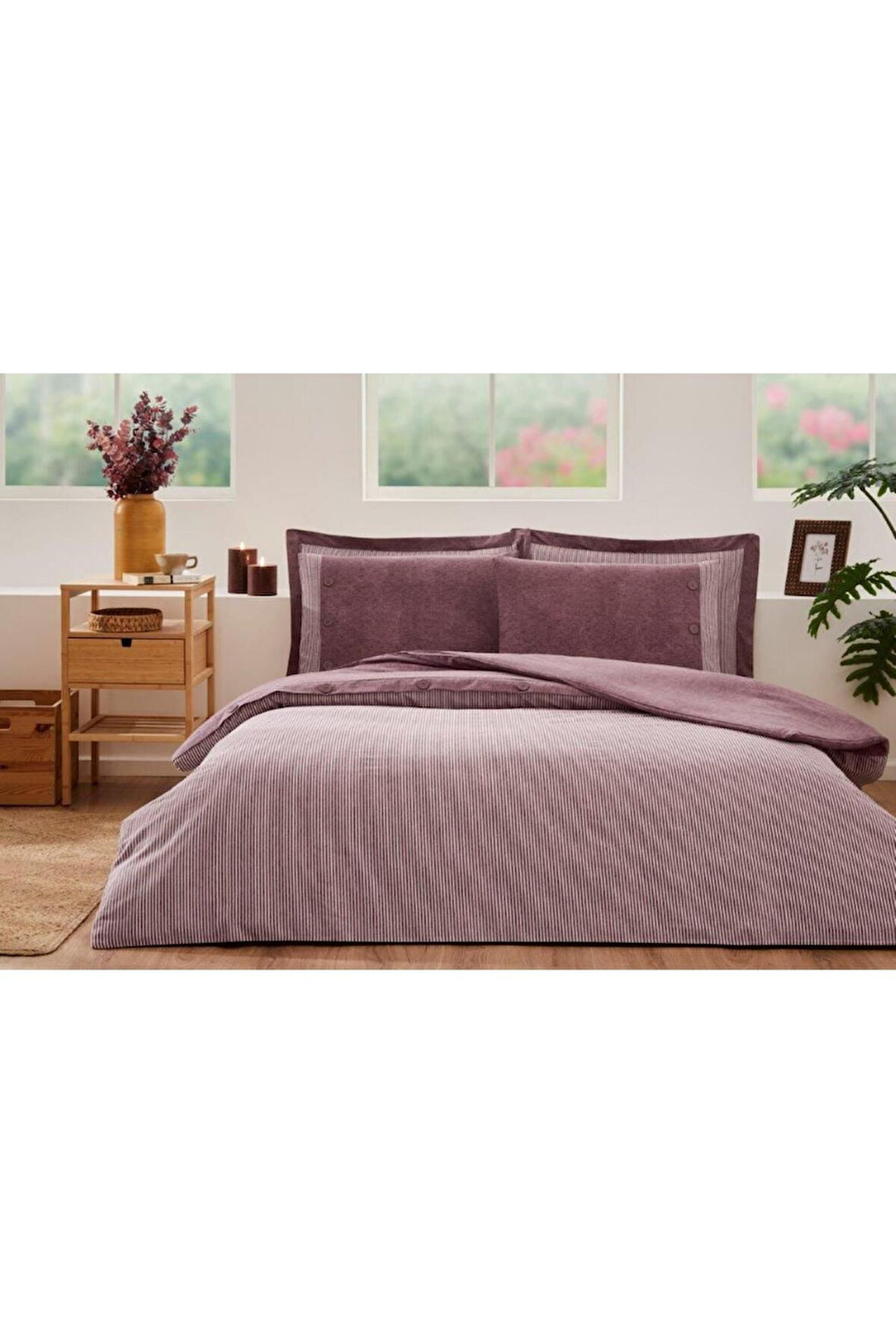 Özdilek 4 Yastık Kılıflı Nevresim Takımı Ranforce Çift Kişilik DECOROSE NATUREL