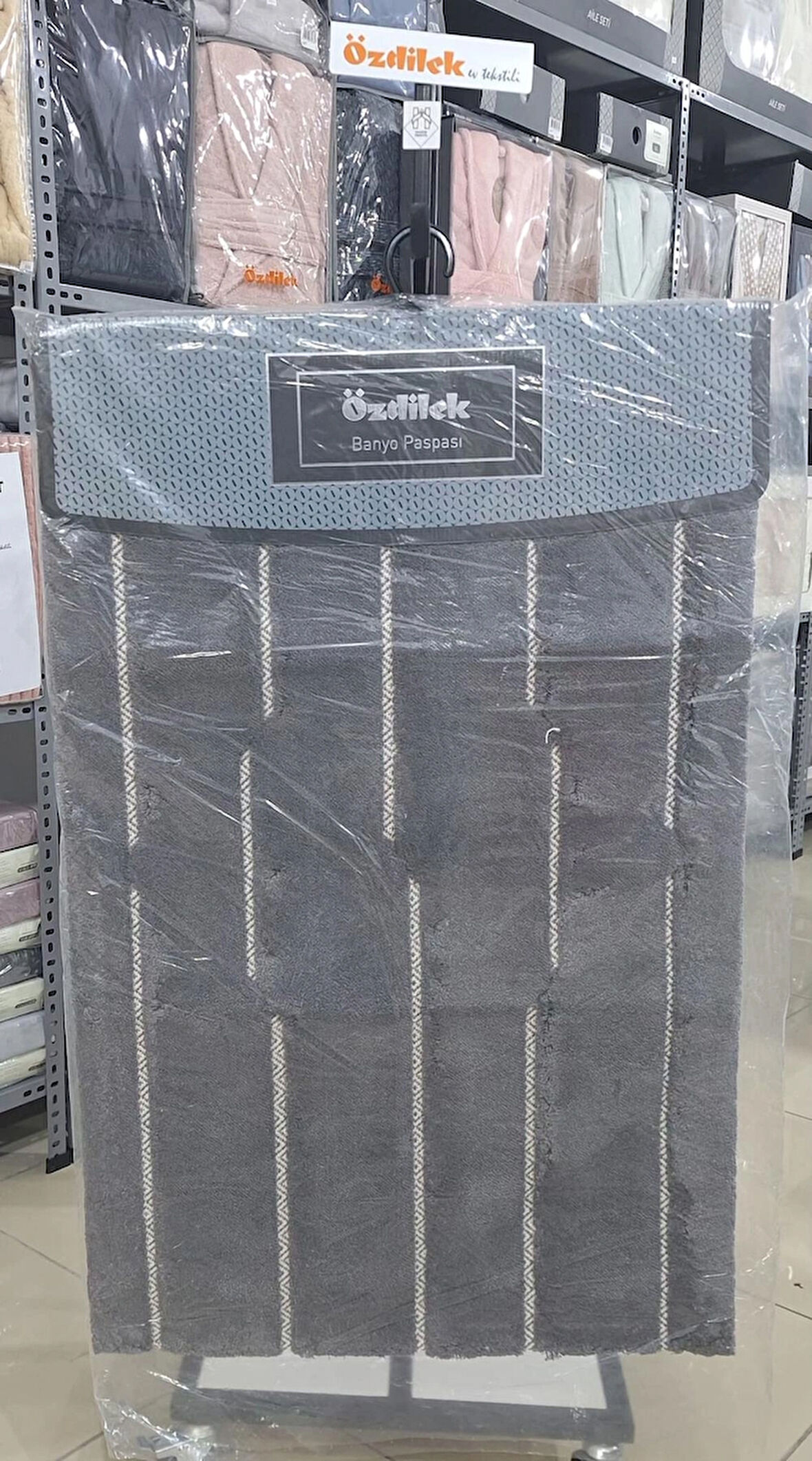 Özdilek 2'li Banyo Paspası - Klozet Takımı Pamuk Rayas Anrasit