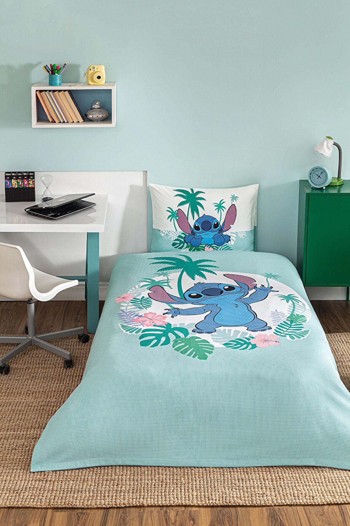 Özdilek Stitch Summer Tek Kişilik Disney Lisanslı Lastikli Çarşaf Çocuk Nevresim Takımı