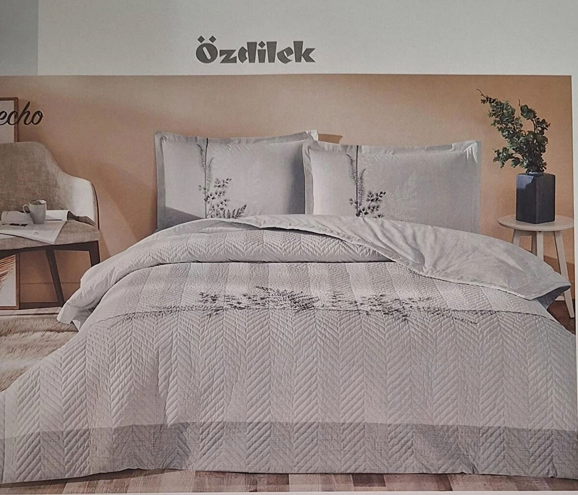 Özdilek RANFORCE ÇİFT KİŞİLİK DÖRT MEVSİM SET HELECHO GRİ