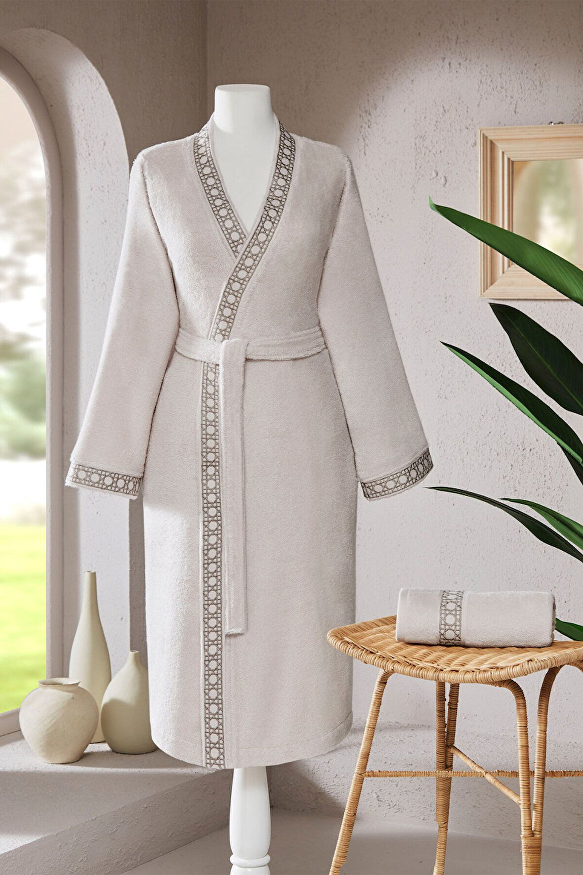 Özdilek Aurea Nakışlı Kimono Kadın Bornoz Seti L/XL