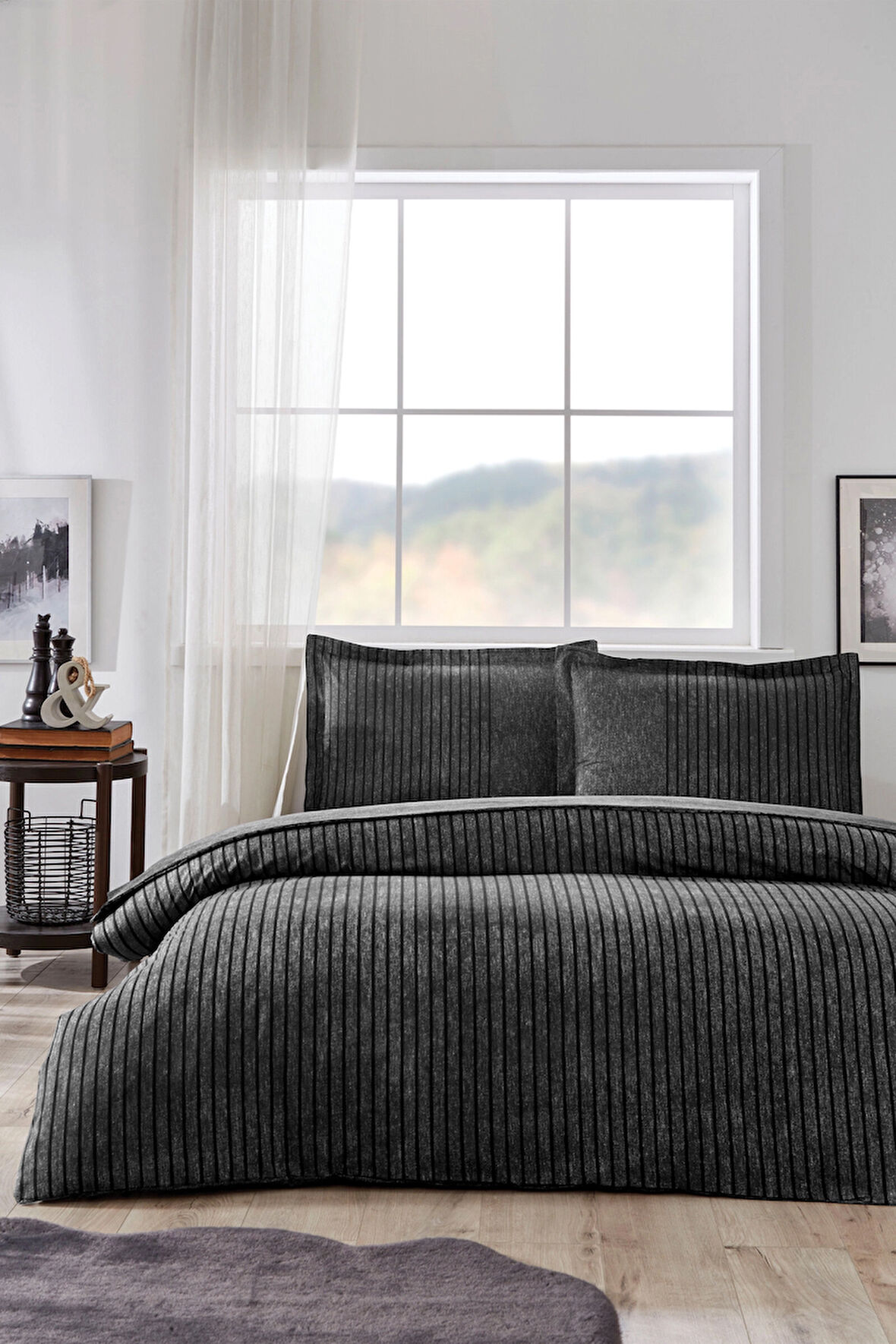 Özdilek Noir Tek Kişilik Lastikli Çarşaf Nevresim Takımı