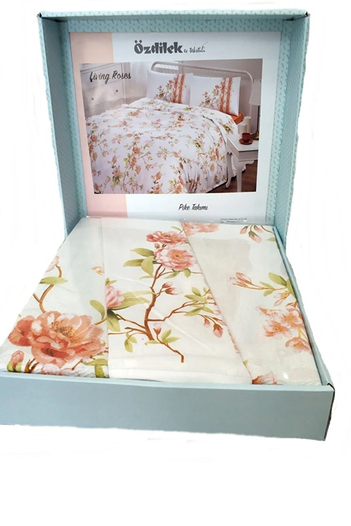 Tek Kişilik Pike Takımı Living Roses Turuncu