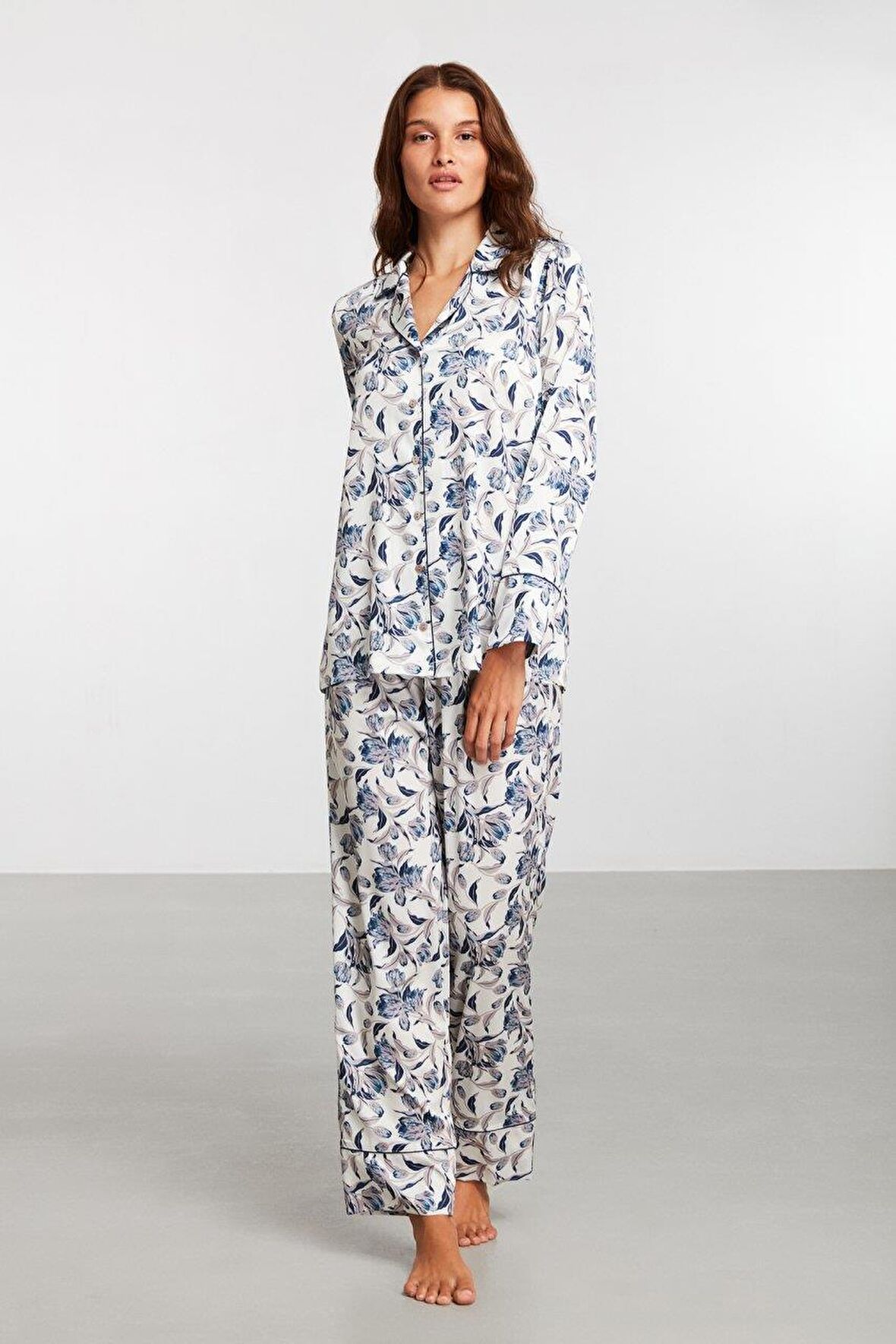Penye Mood Kadın Desenli Gömlek Pijama Takım 2029 