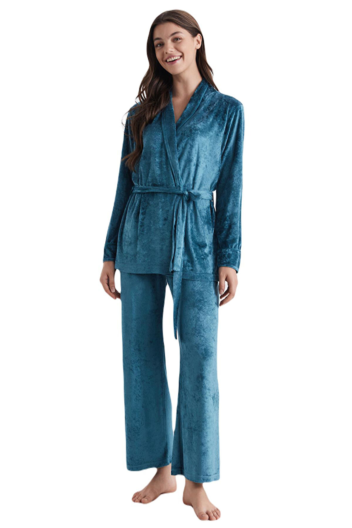Penye Mood Kadın Turkuaz Pijama Takım 9741 