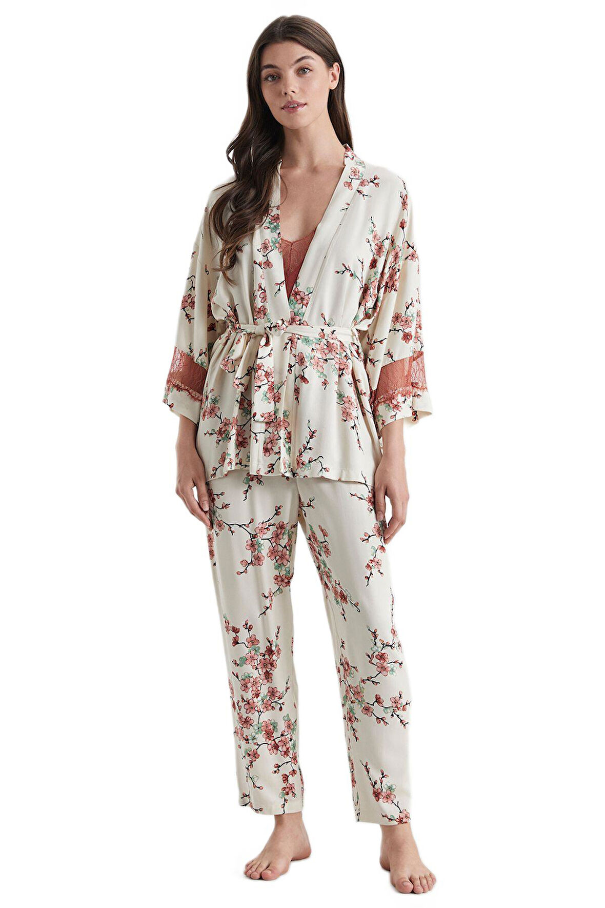 Catherine's Kadın Bej 3'lü Pijama Takım 2708
