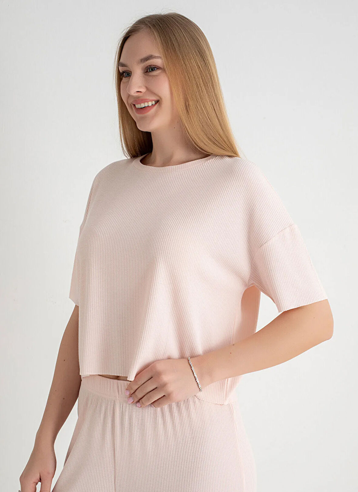 Sixteensixty Yuvarlak Yaka Pembe Pijama Üst 403SIX-1110-053