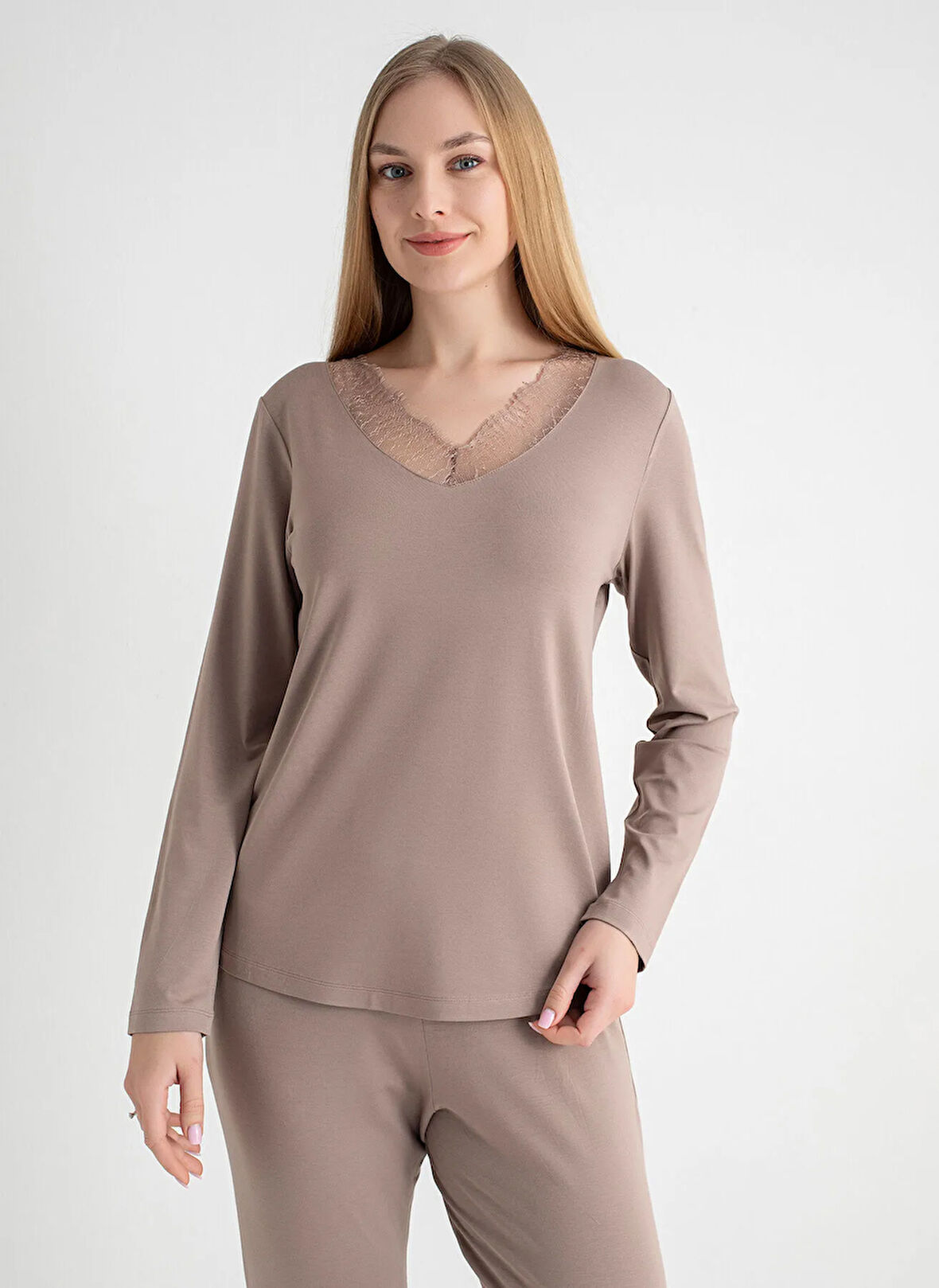 Wondergen V Yaka Toprak Pijama Üst 401WON-1110-168