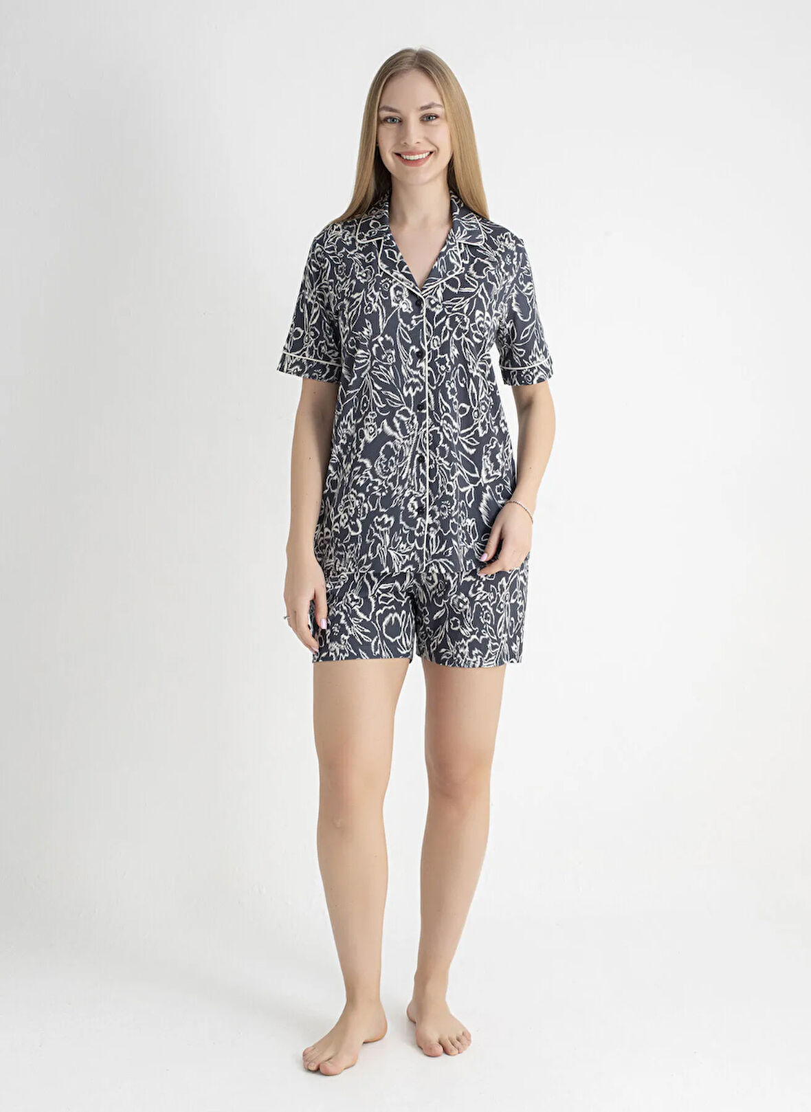 Wondergen V Yaka Lacivert Pijama Üst 401WON-1110-183