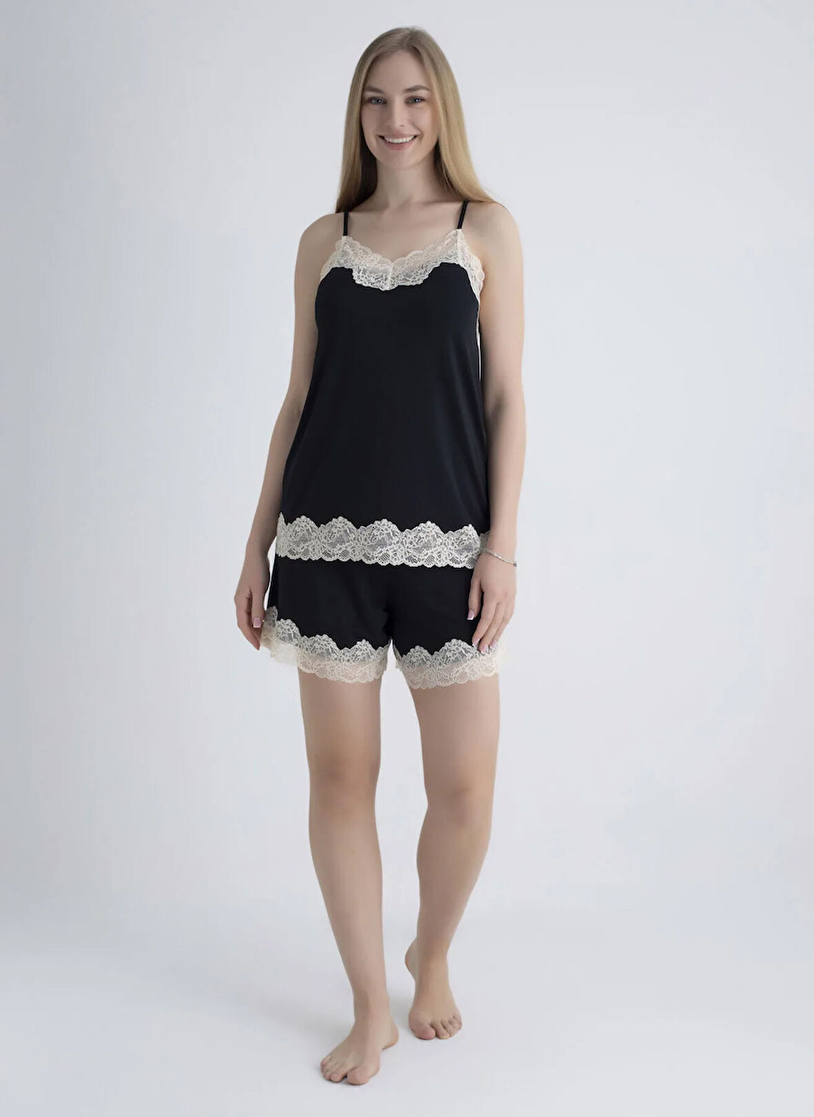 Wondergen Siyah - Çok Renkli Kadın Pijama Şort 401WON-1117-192