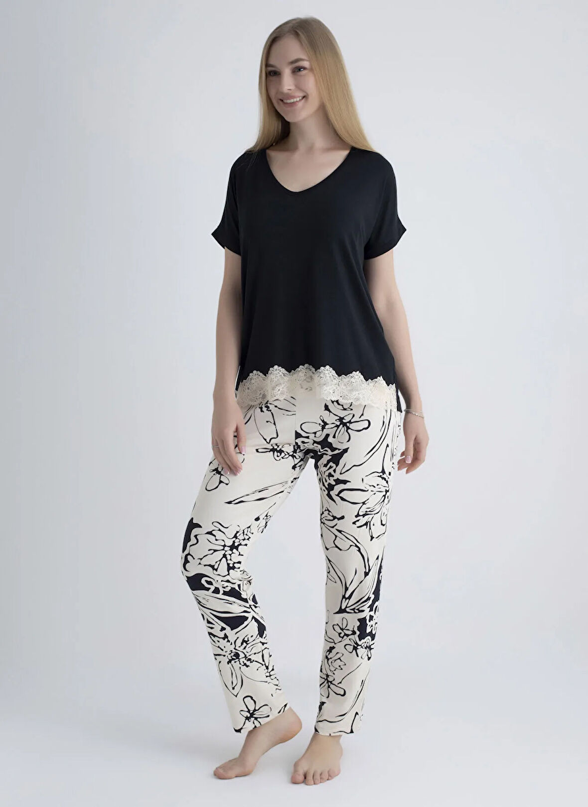 Wondergen Siyah - Çok Renkli Kadın Pijama Alt 401WON-1116-189