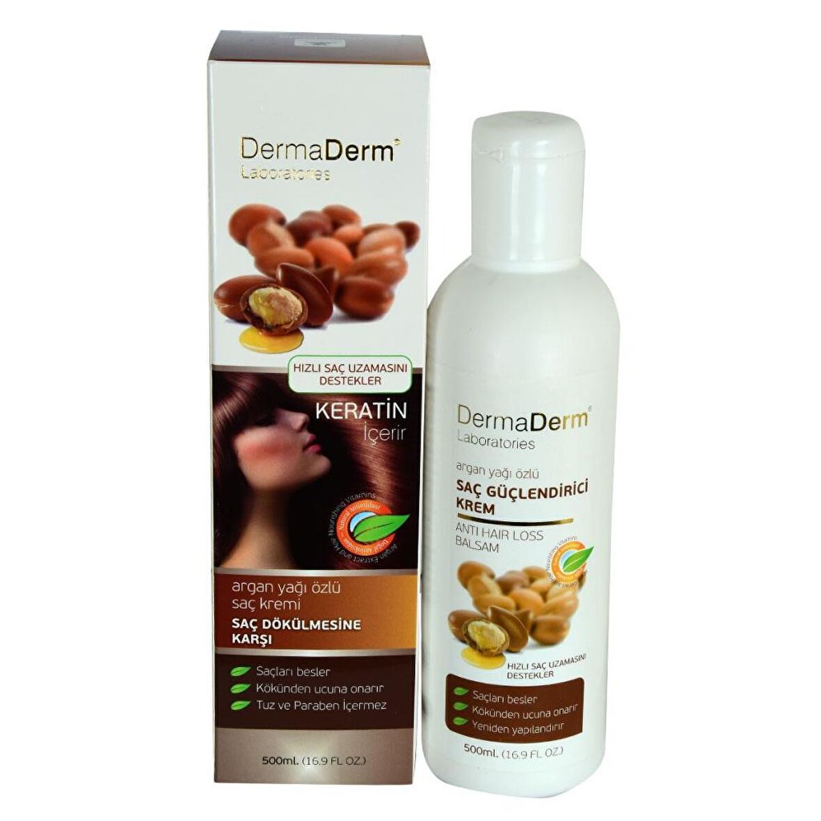 Dermaderm Güçlendirici Tüm Saç Tipleri İçin Keratinli Saç Kremi 500 ml