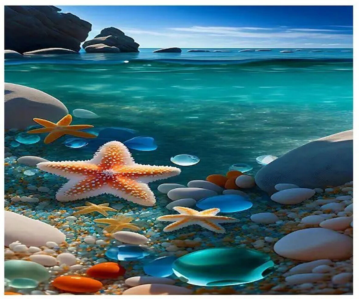 55 CM x 45 CM DENİZ YILDIZI TASARIMI TEZGAH ÜSTÜ BULAŞIK KURUTMA MATI BULAŞIKLIK KURUTMA ÖRTÜSÜ