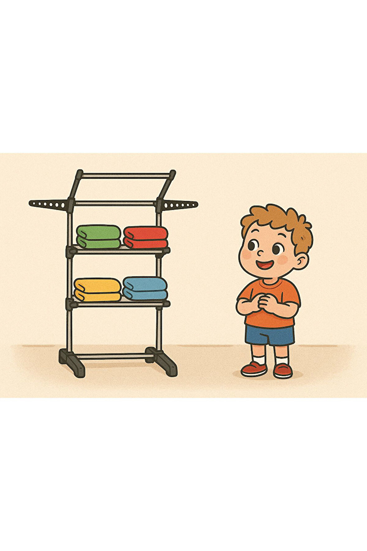 3 Katlı Çocuk Çamaşır Kurutma Askısı